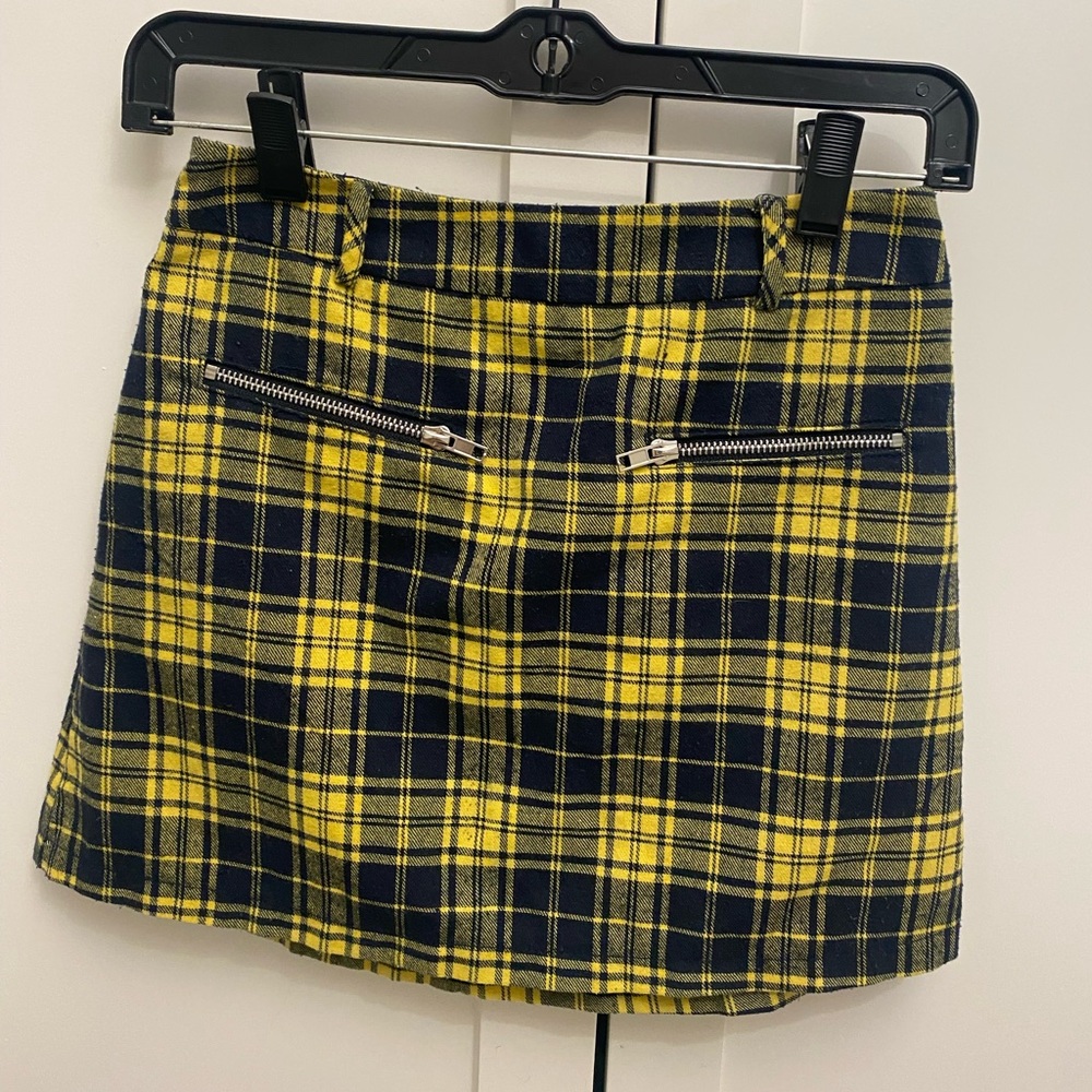 LF Seek Blue Yellow Plaid Mini Skirt